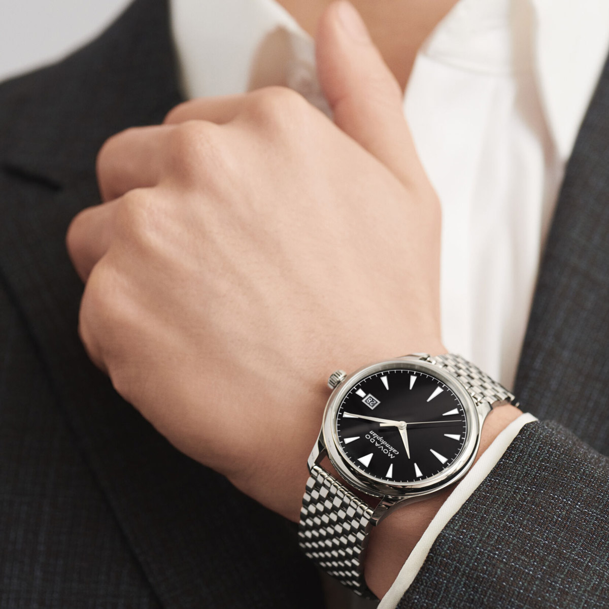 Movado Heritage Series 40mm Men's Watch, Stainless Steel Black and White Dial