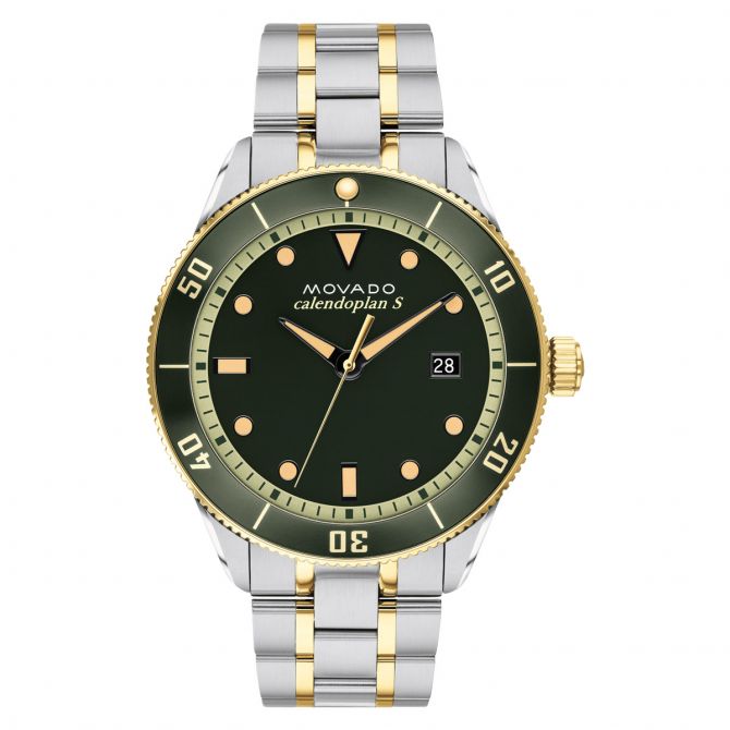 Movado Heritage Series 43mm Men's Watch, Green and Gold Dial