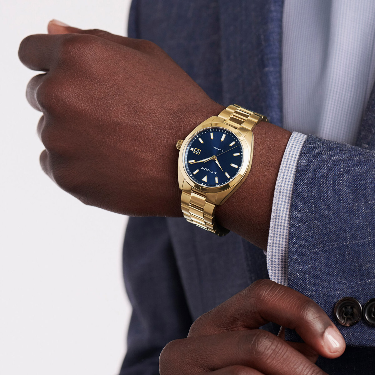 Movado Heritage Series 39mm Watch, Navy Blue, White and Gold Dial