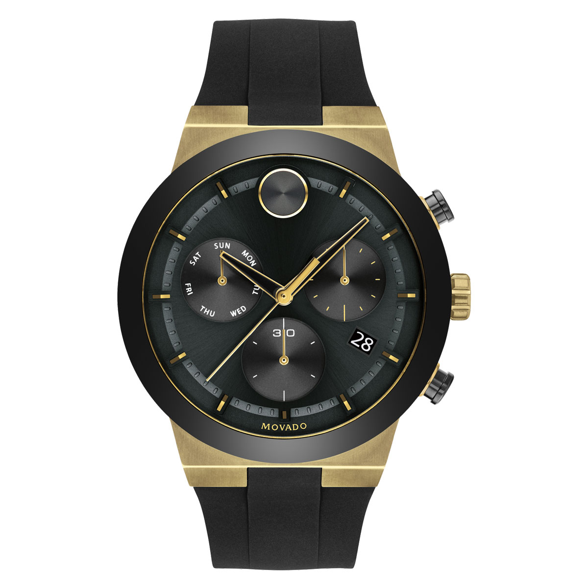 Movado BOLD Fusion 44mm Men's Watch, Metallic Black and Gold Ion Plate Dial