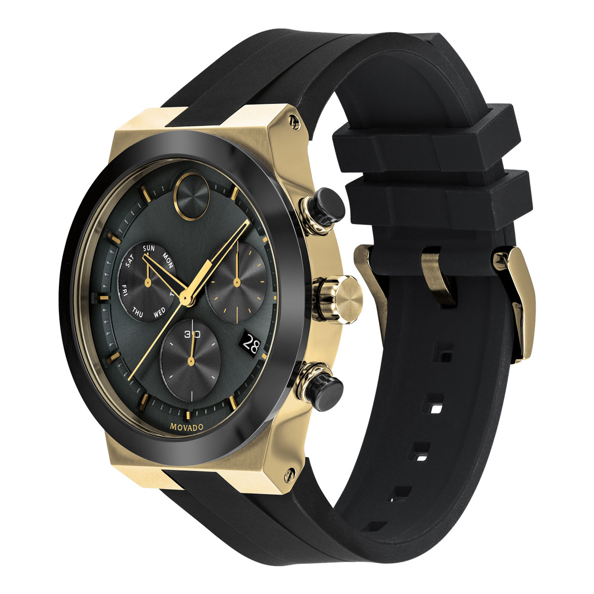 Movado BOLD Fusion 44mm Men's Watch, Metallic Black and Gold Ion Plate Dial