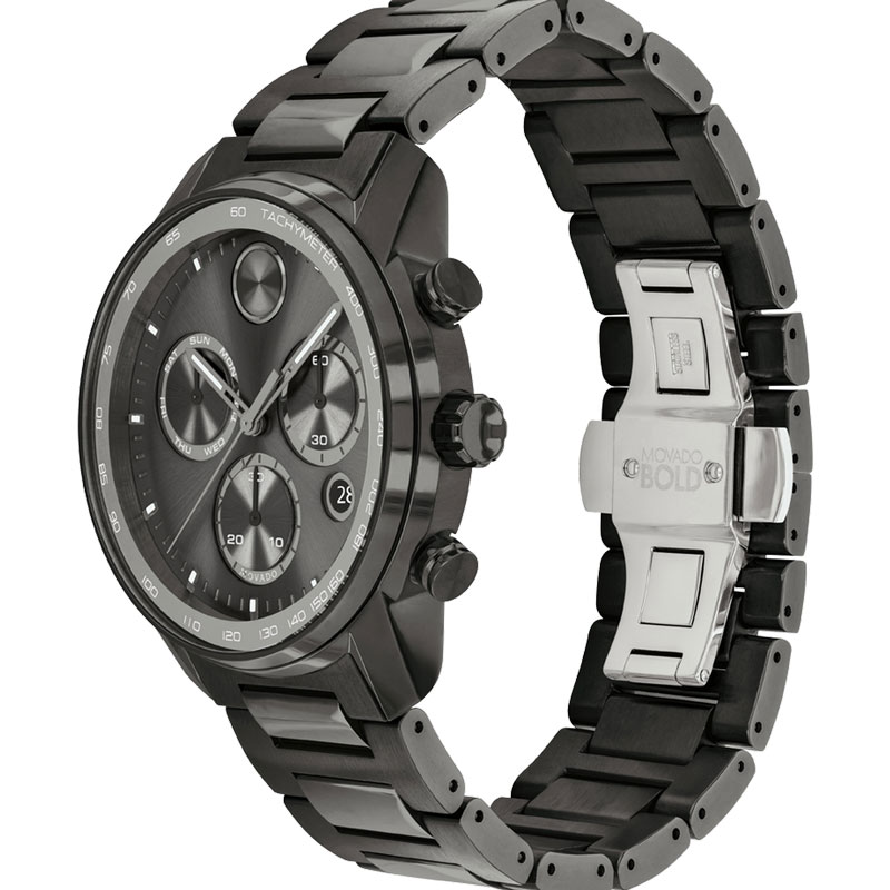 Movado BOLD Verso 44mm Men's Watch, Grey Gunmetal Ion Plated Dial