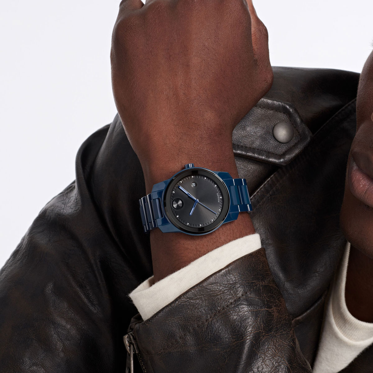 Movado BOLD Verso 42mm Watch, Black and Blue Dial