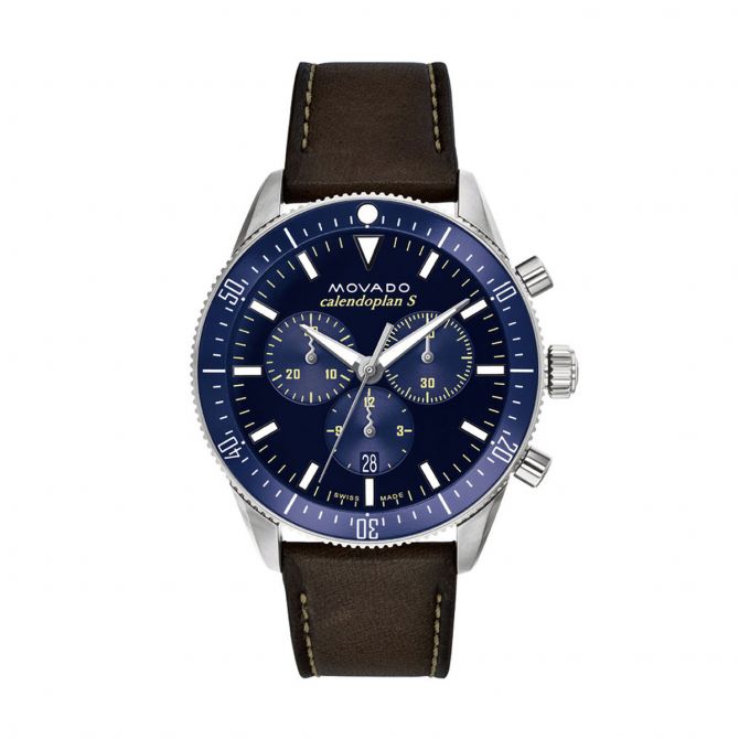 Movado Heritage Series 42mm Watch, Navy Blue Dial