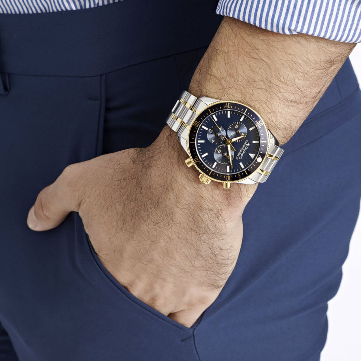 Movado Heritage Series Calendoplan S Chronograph 42mm Watch, Navy Blue Dial