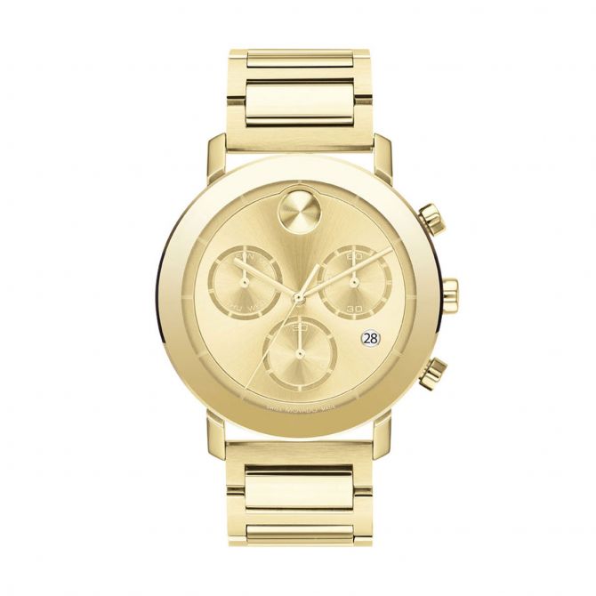 Movado BOLD Evolution Chronograph 42mm Watch, Yellow Gold Tone
