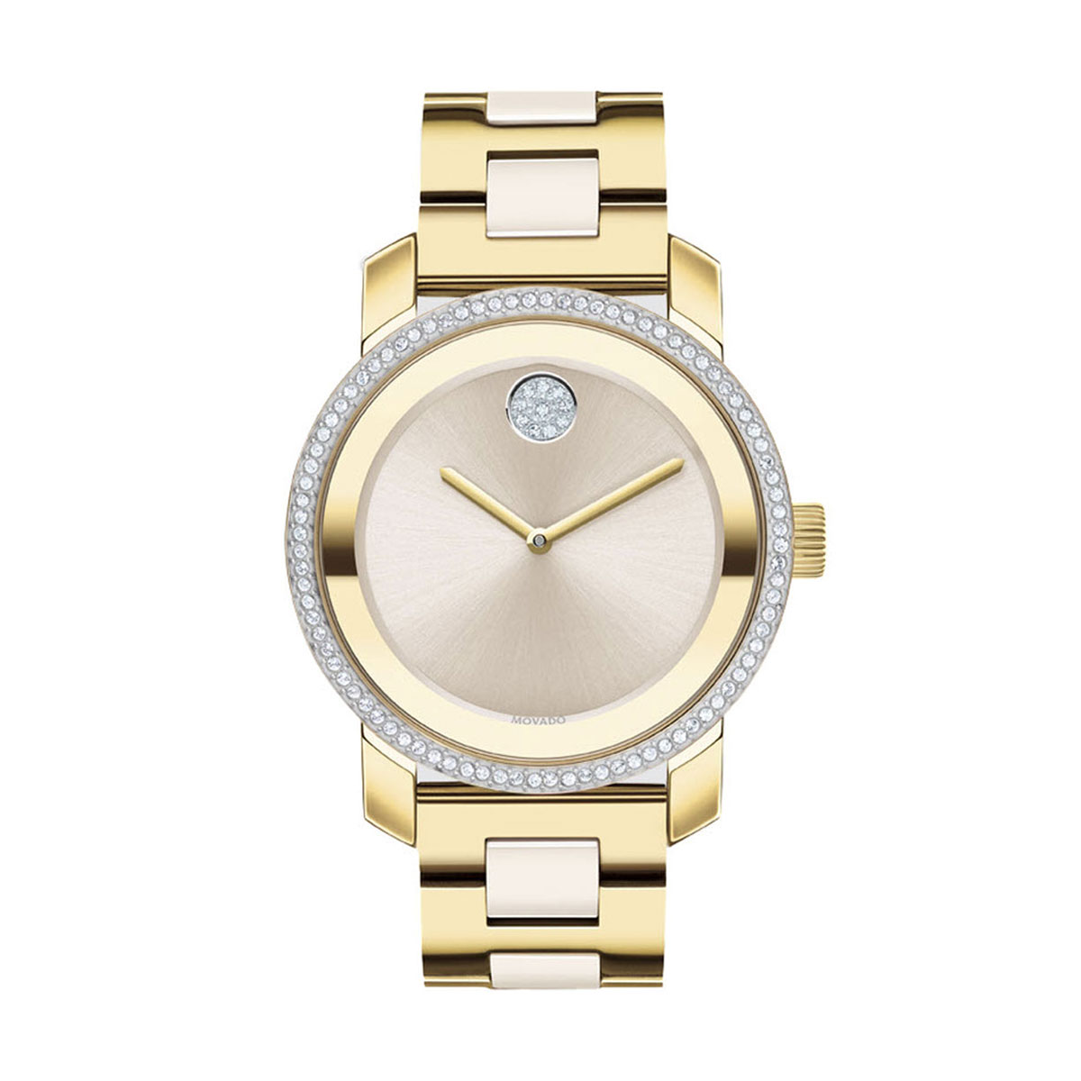 Movado BOLD Ceramic 36mm Watch, Yellow Gold Tone and Crystal Dial