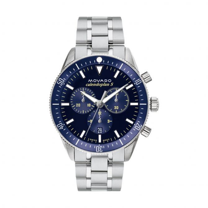 Movado Heritage Series Calendoplan S Chronograph 42mm Watch, Blue Toned Dial