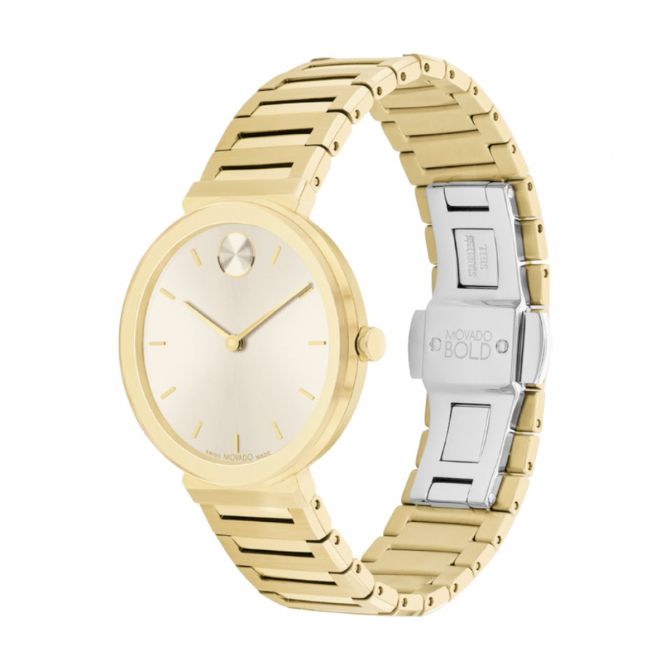 Movado Bold Horizon 34mm Watch, Pale Yellow Gold Dial
