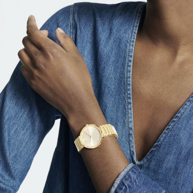 Movado Bold Horizon 34mm Watch, Pale Yellow Gold Dial