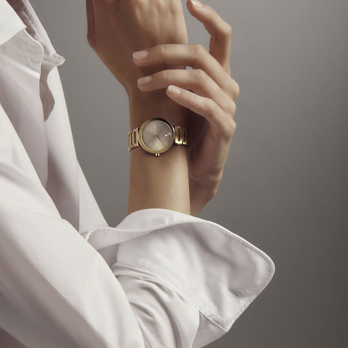 Movado Bold Horizon 34mm Watch, Pale Yellow Gold Dial