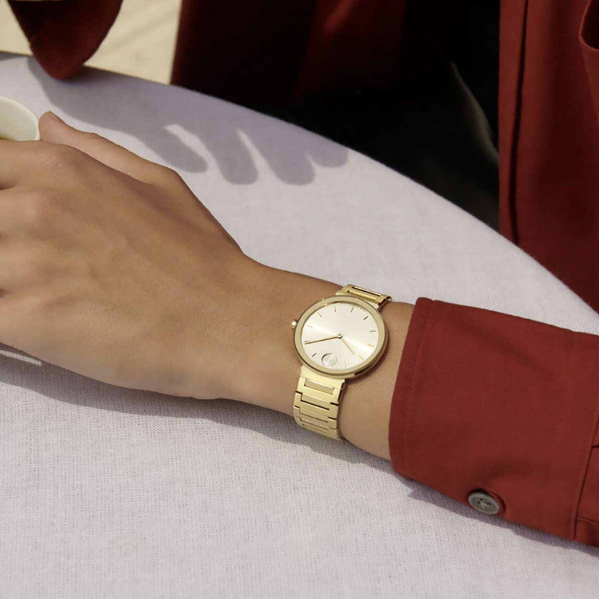 Movado Bold Horizon 34mm Watch, Pale Yellow Gold Dial