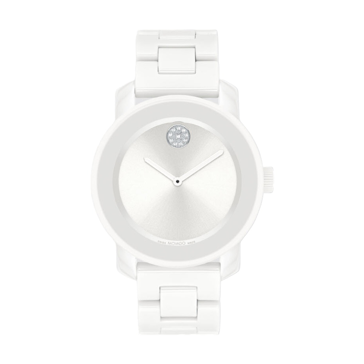 Movado Bold Ceramic 36mm Watch, Silver White Dial