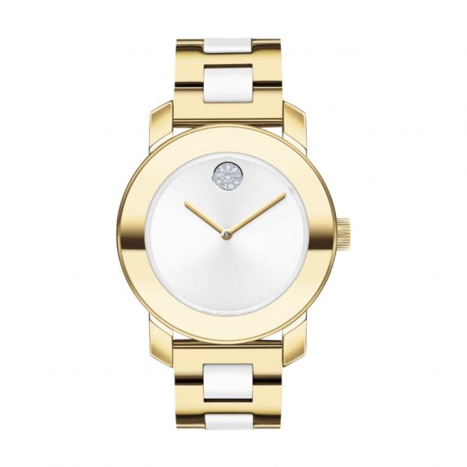Movado Bold Ceramic 36mm Watch, White Dial