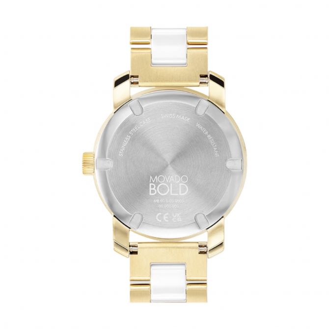 Movado Bold Ceramic 36mm Watch, White Dial