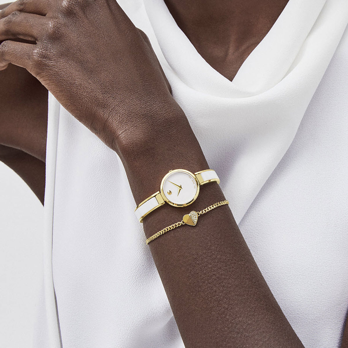 Movado Moda 24mm Women's Watch, White Dial