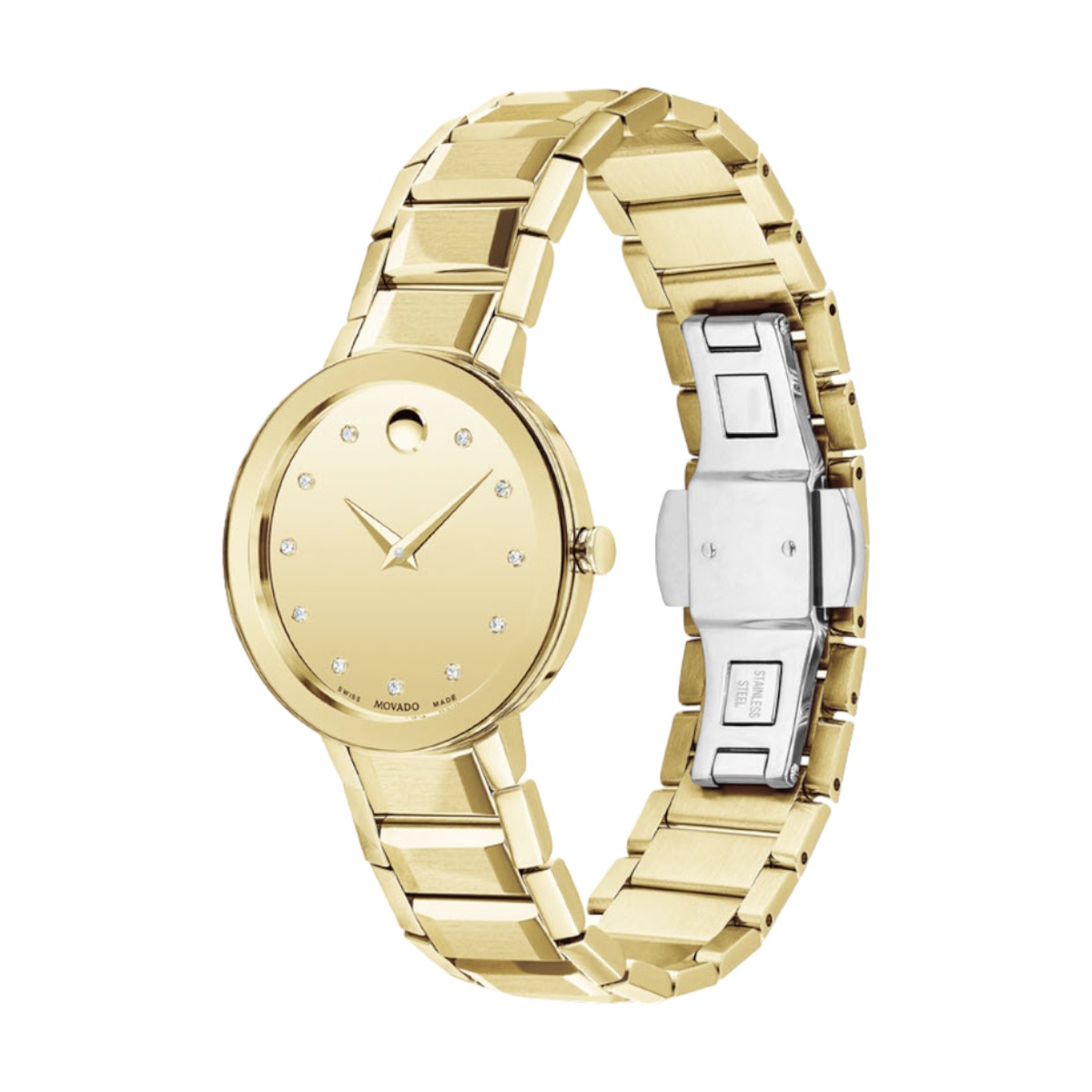 Movado Sapphire 28mm Watch, Yellow Gold Dial