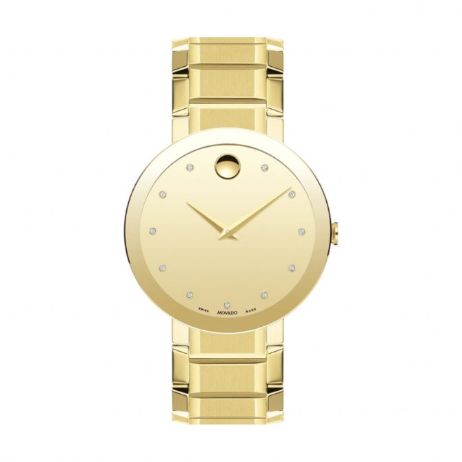 Movado Sapphire 39mm Watch, Yellow Gold Tone Dial