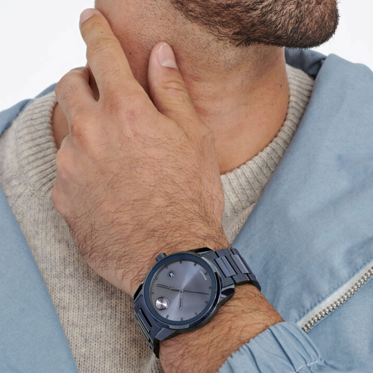 Movado Bold Verso 42mm Watch, Metallic Blue Dial