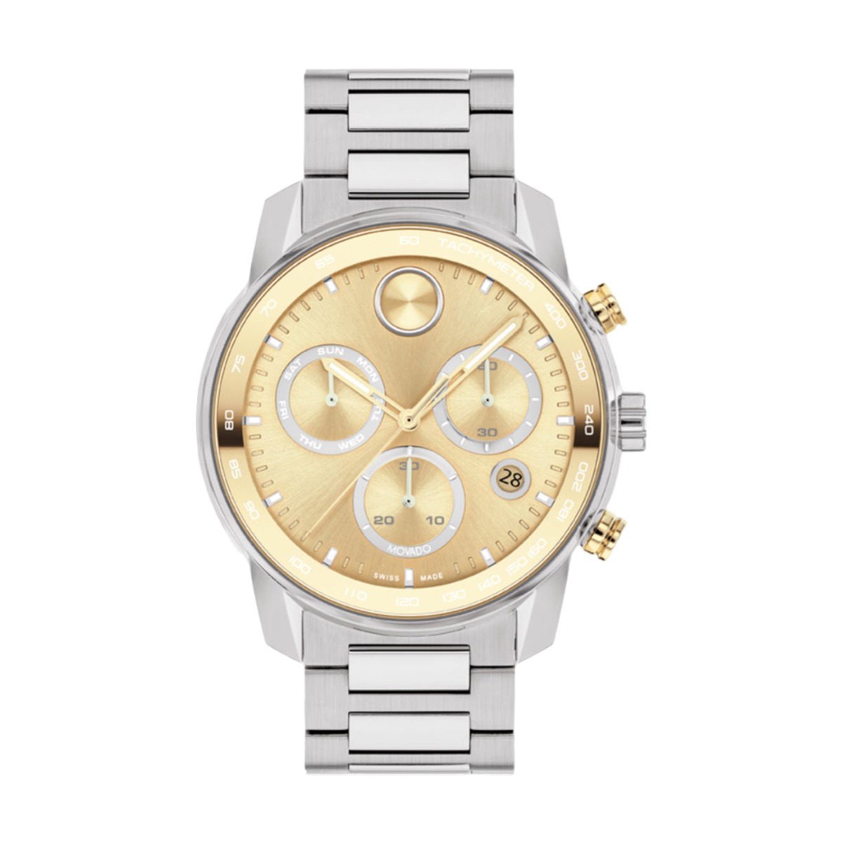 Movado Bold Verso 44mm Watch, Pale Yellow Gold Tone Dial