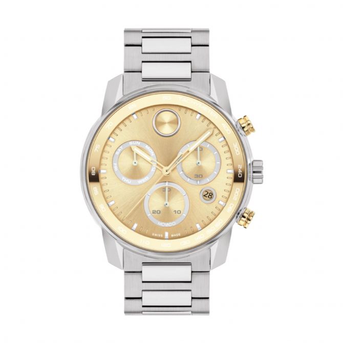 Movado Bold Verso 44mm Watch, Pale Yellow Gold Tone Dial