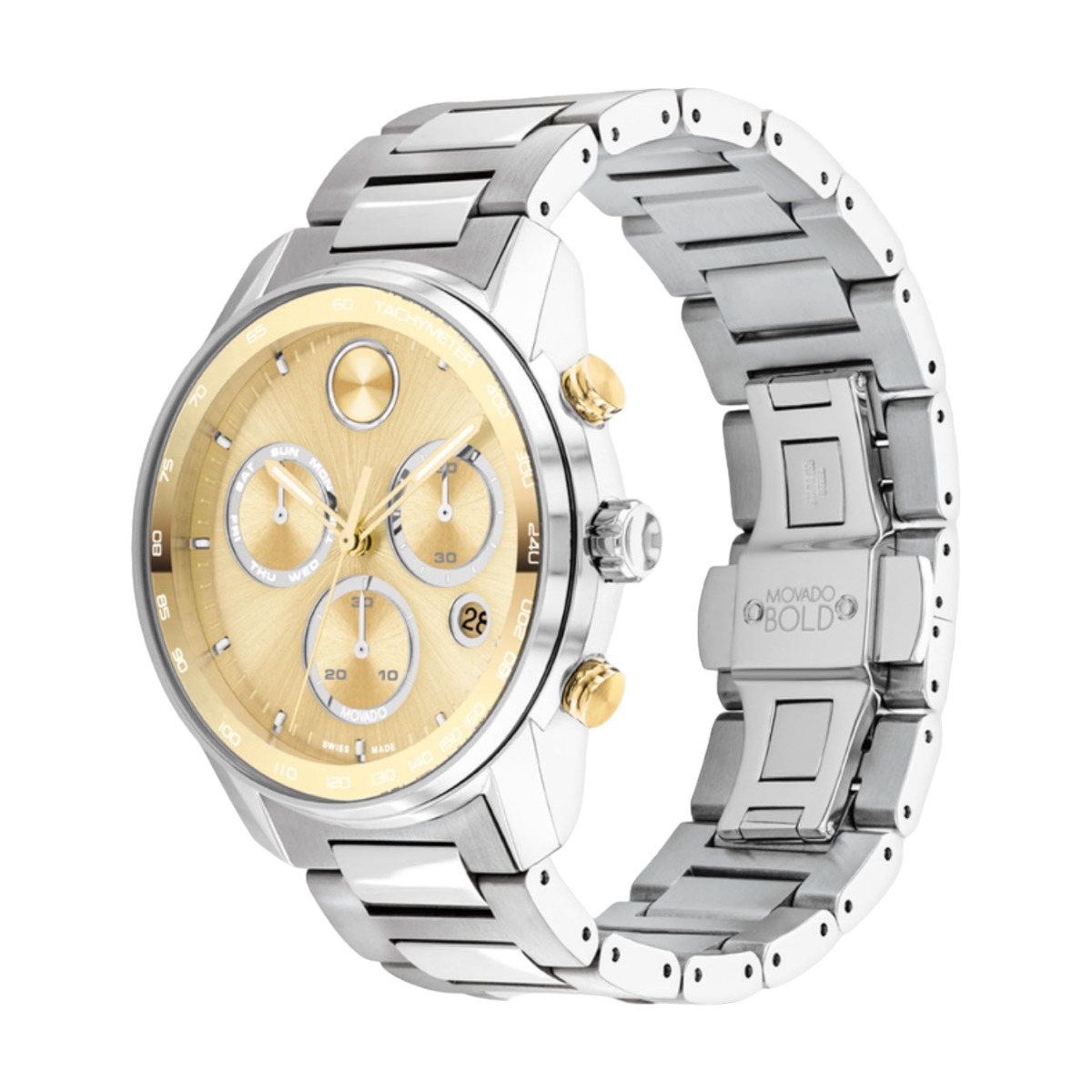 Movado Bold Verso 44mm Watch, Pale Yellow Gold Tone Dial