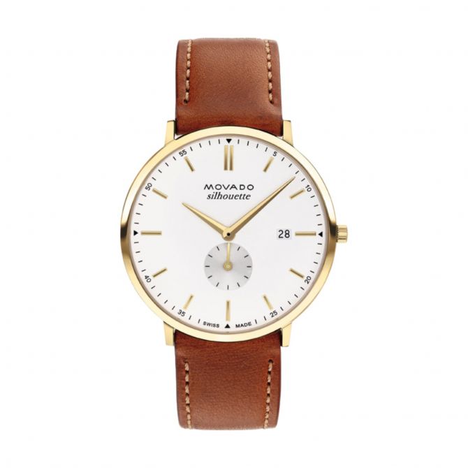 Movado Heritage Series Silhouette 40mm Watch, Powder White Dial
