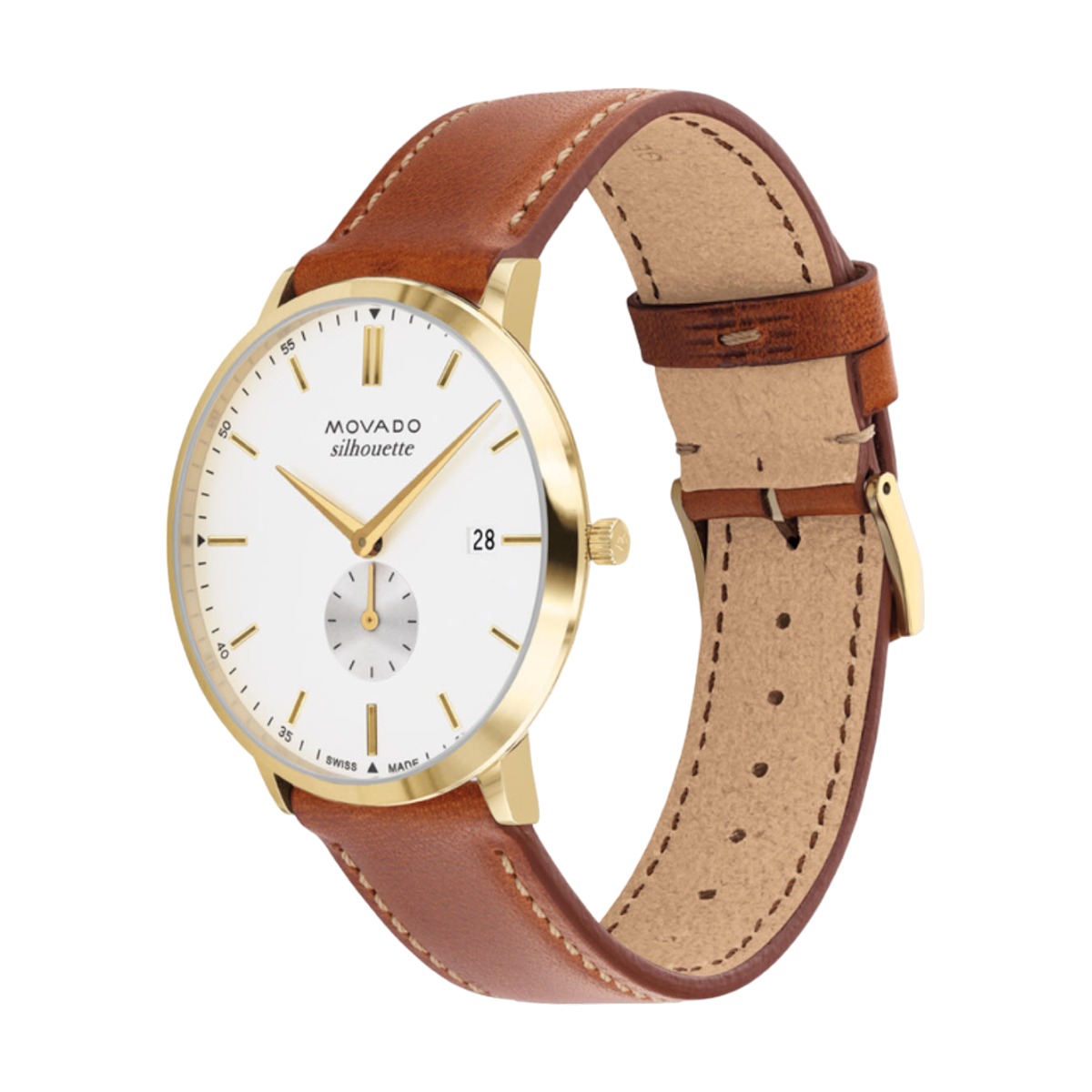 Movado Heritage Series Silhouette 40mm Watch, Powder White Dial