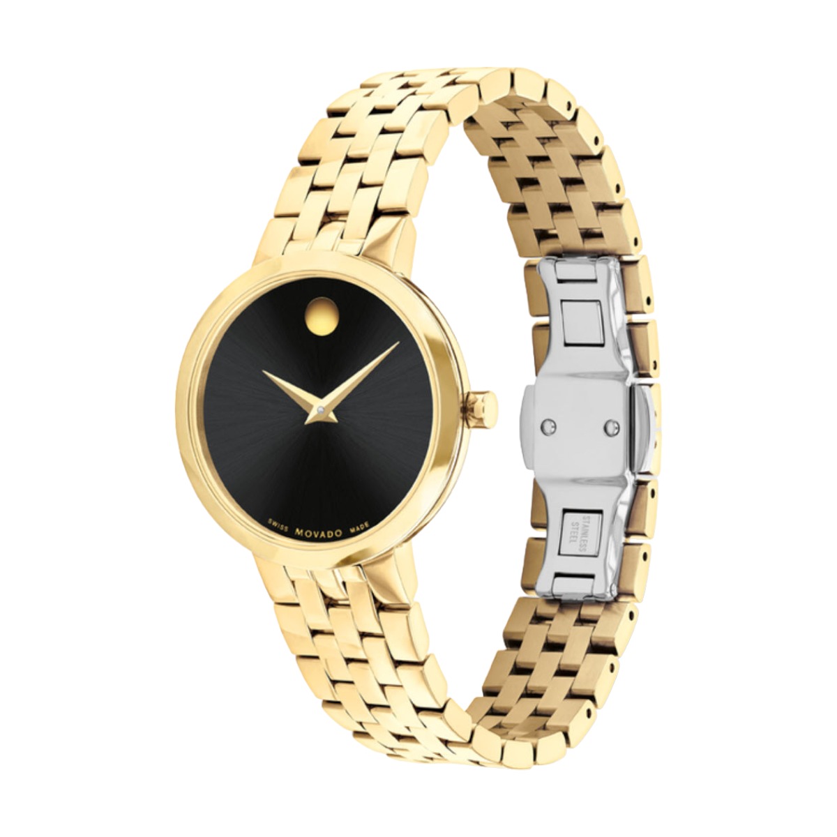Movado Museum Classic 29.5mm Watch, Black and Yellow Gold Tone Dial