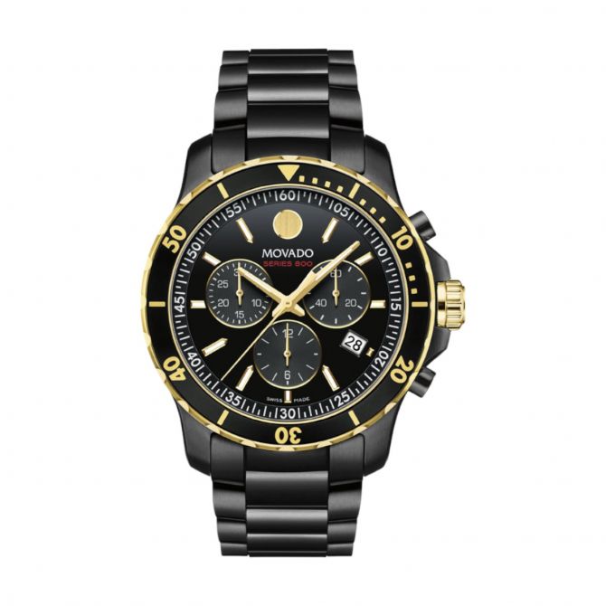 Movado Series 800 Chronograph 42mm Watch, Black Dial