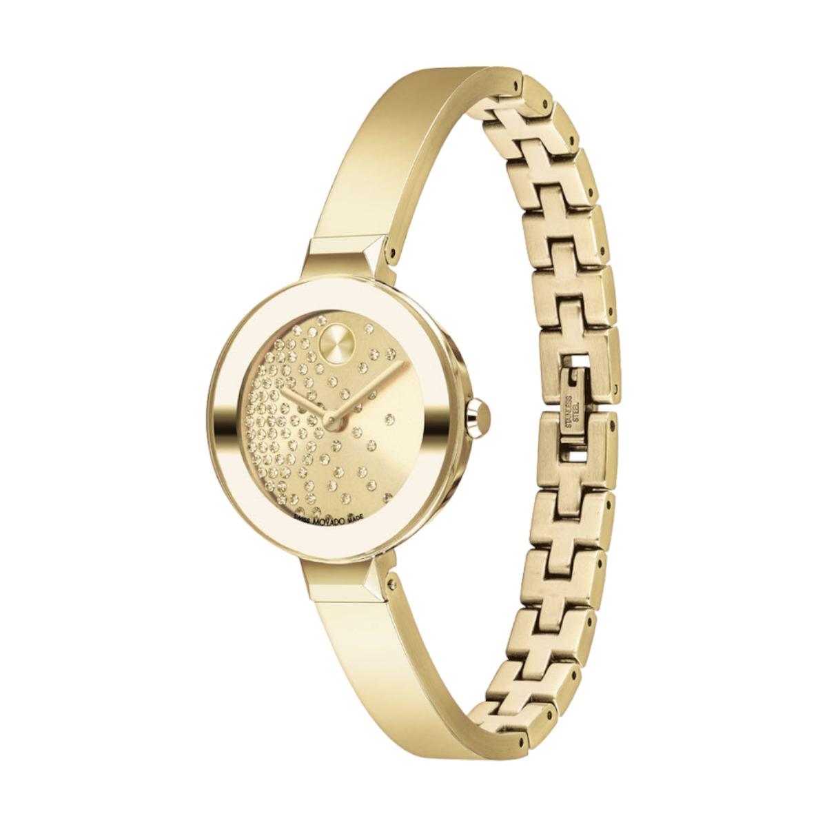 Movado Bold Bangle 28mm Watch, Yellow Gold Tone Crystal Dial
