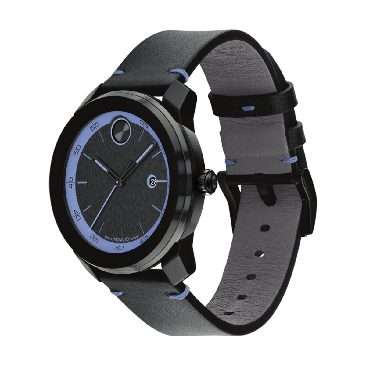Movado Bold TR90 42mm Watch, Black and Blue Dial