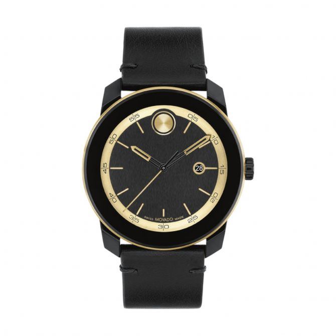 Movado Bold TR90 42mm Watch, Black and Gold Tone Dial | 3601130 | Borsheims