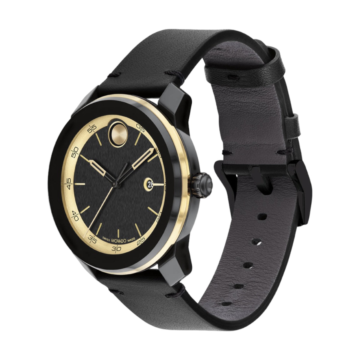 Movado Bold TR90 42mm Watch, Black and Gold Tone Dial | 3601130 | Borsheims