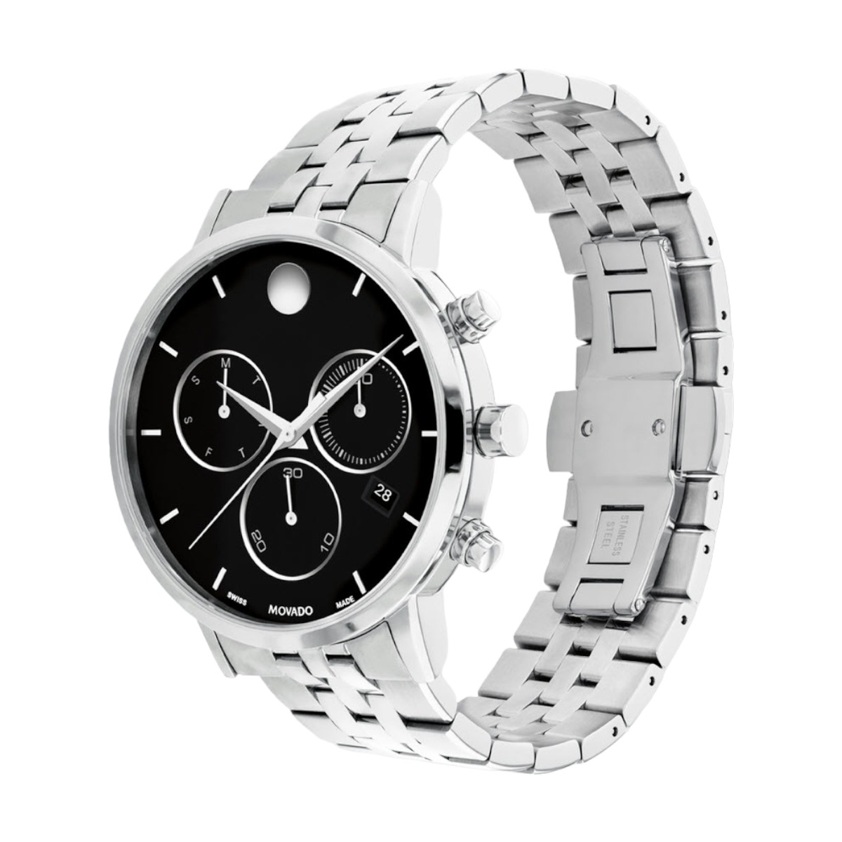Movado Museum Classic Chronograph 42mm Watch, Black and Silver Tone Dial