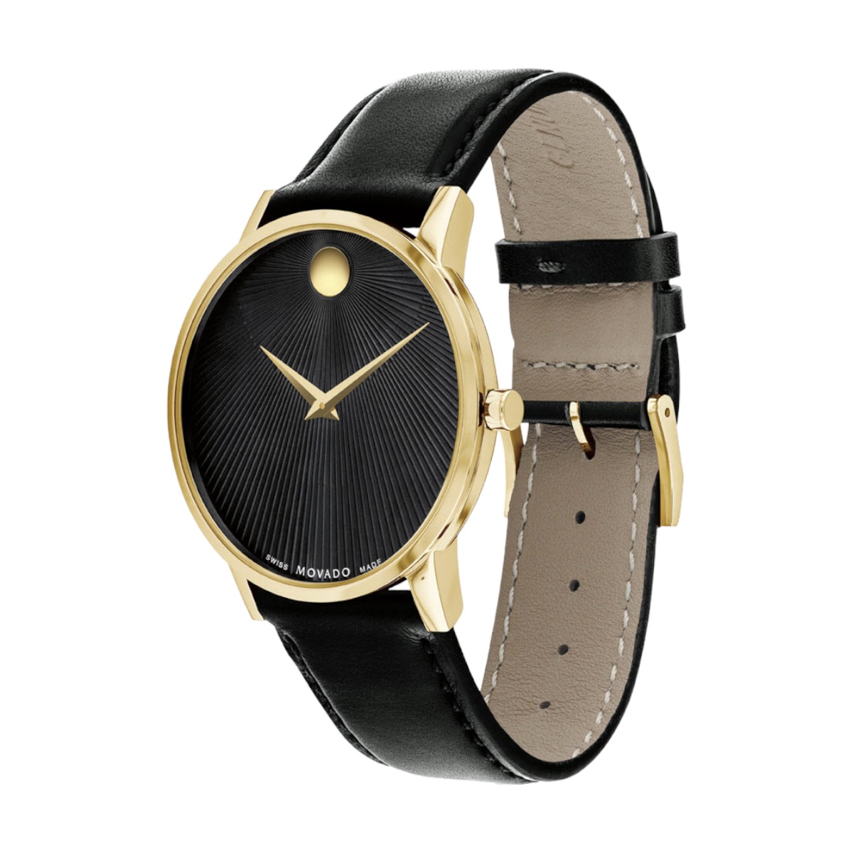 Movado Museum Classic 40mm Watch, Black and Yellow Gold Tone Dial