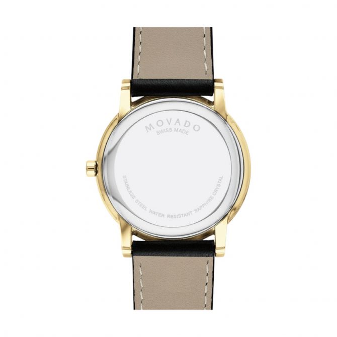 Movado Museum Classic 40mm Watch, Black and Yellow Gold Tone Dial 