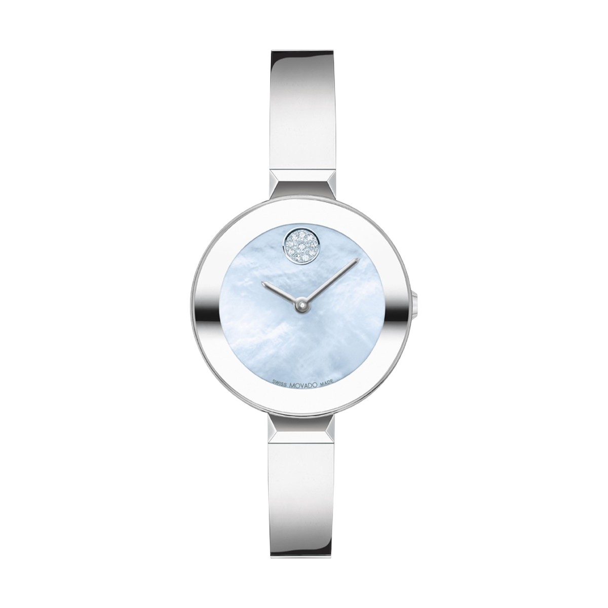 Movado Bold Bangle 28mm Women's Watch, Blue Toned Mother of Pearl Dial