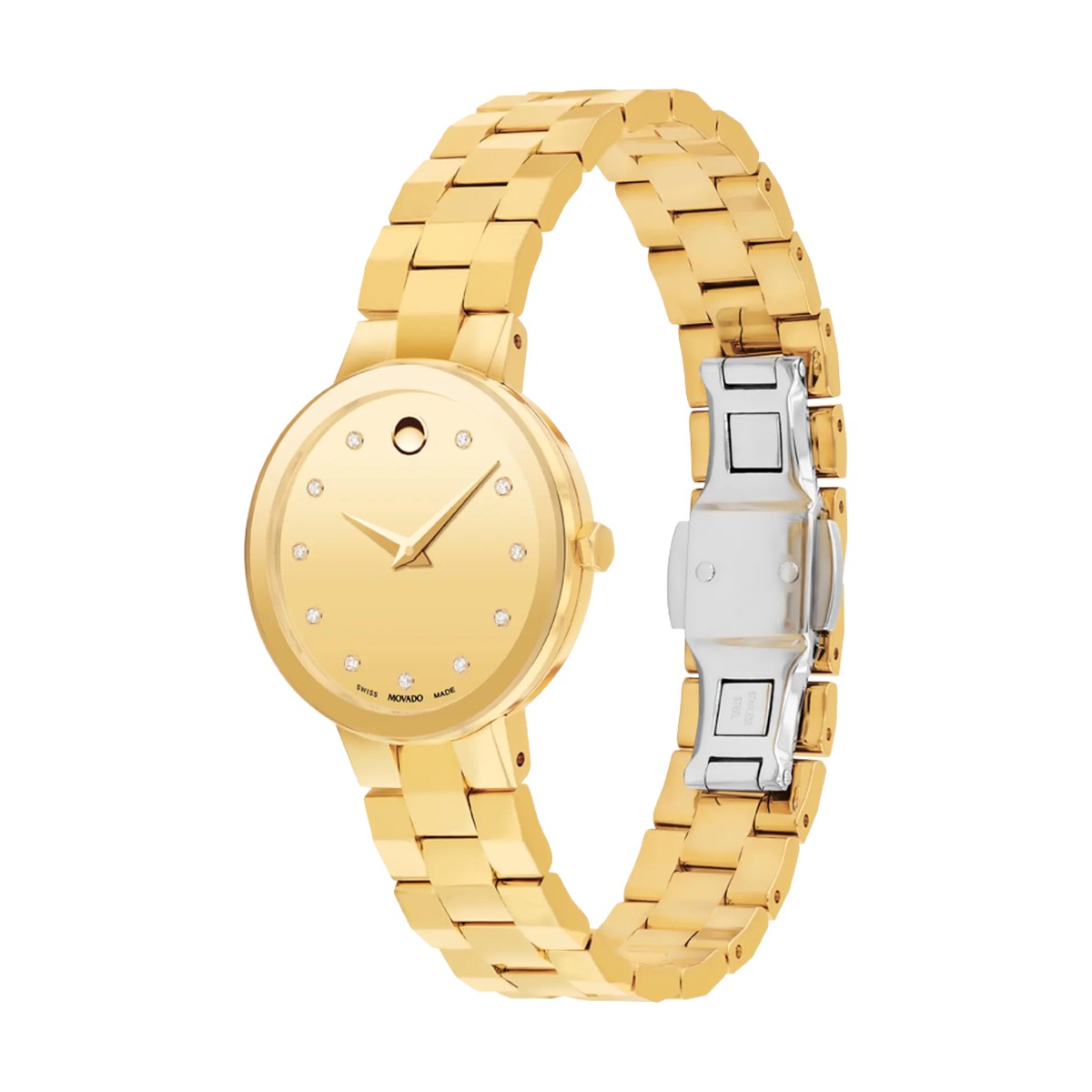 Movado Sapphire 28mm Watch, Yellow Gold Dial