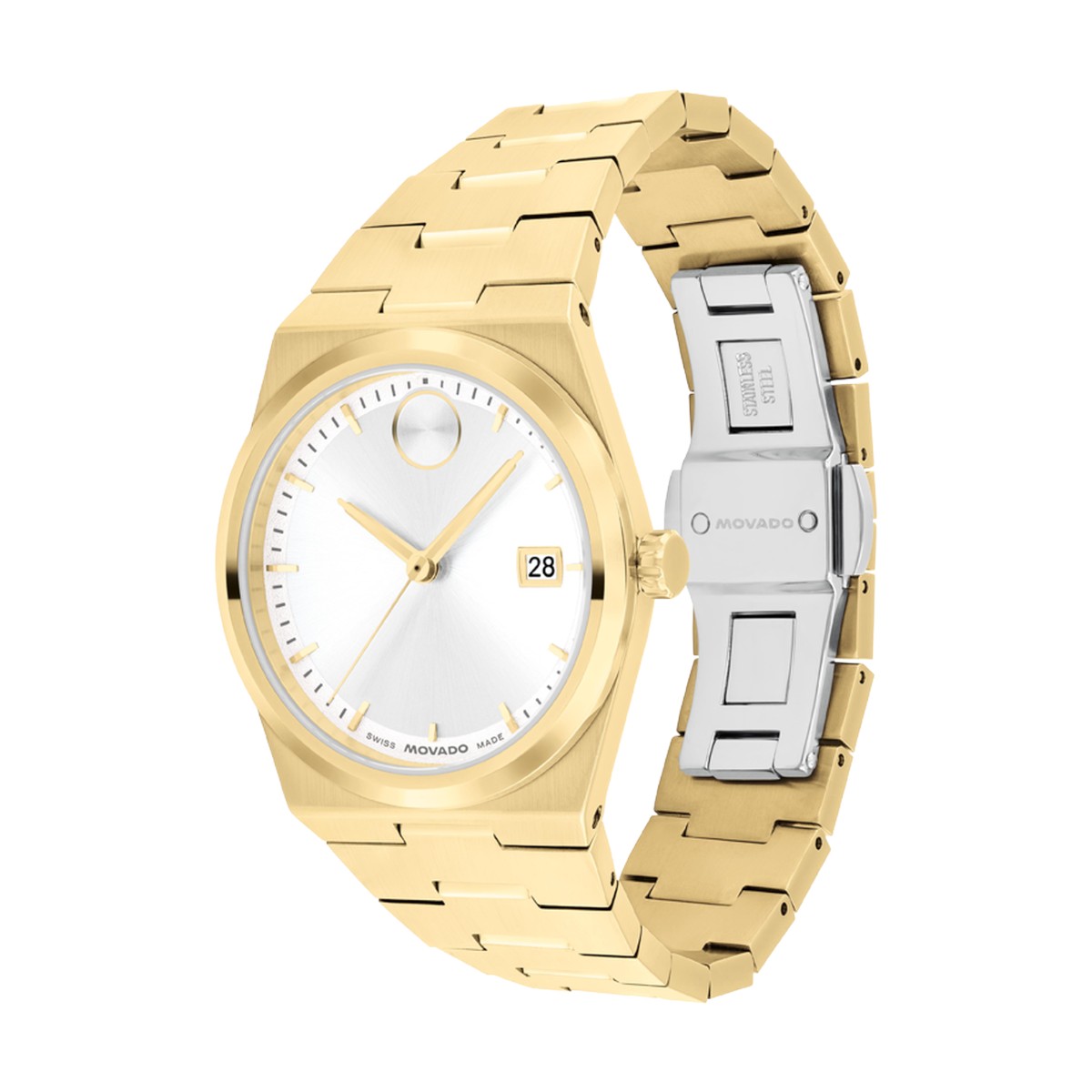 Movado Bold Quest 35mm Women's Watch, White Dial