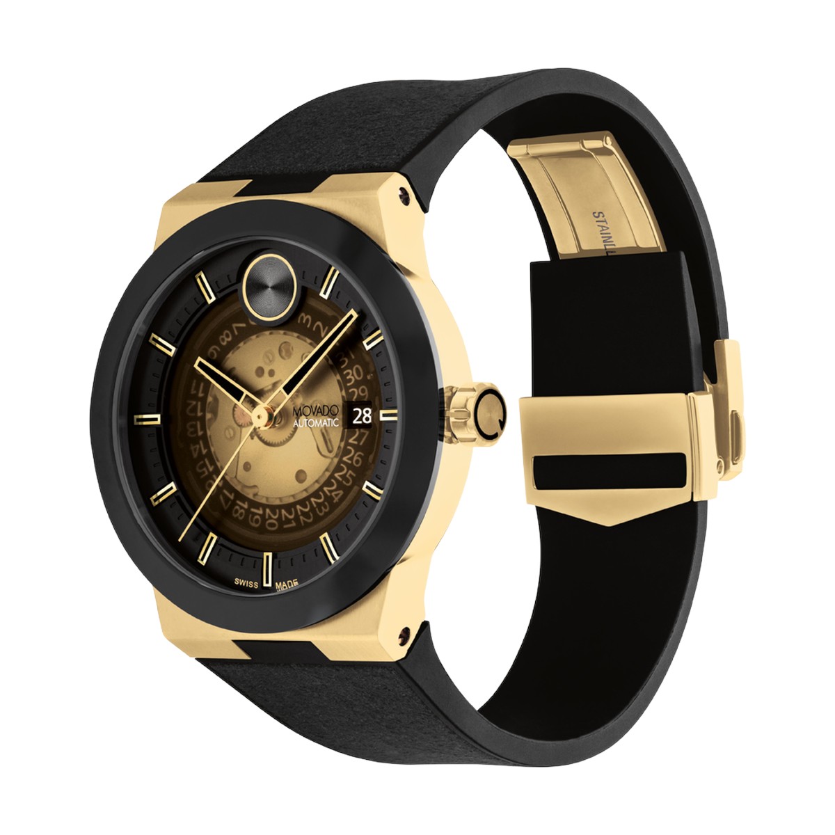 Movado Bold Fusion Automatic 44mm Men's Watch, Black Dial