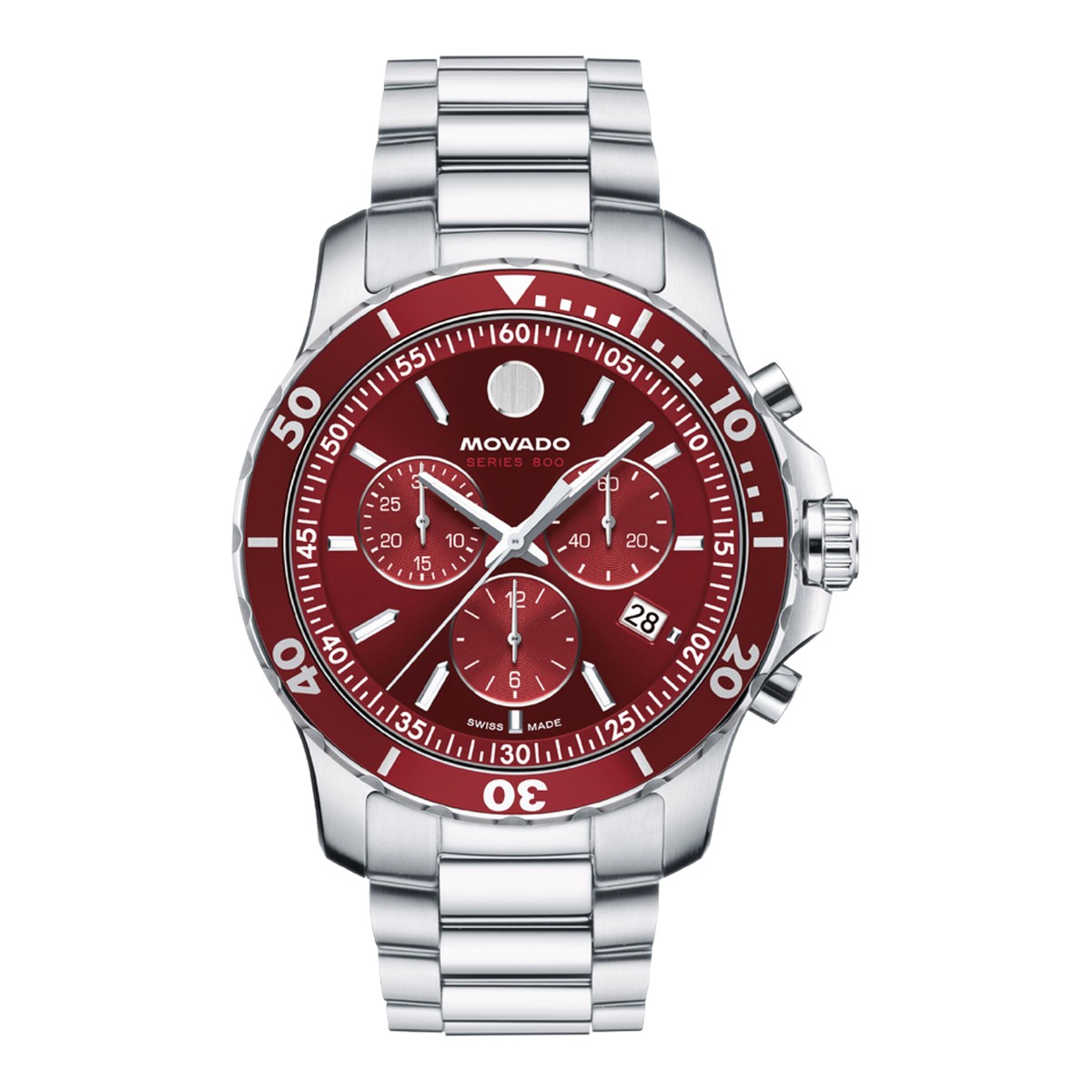 Movado Series 800 42mm Men's Watch, Red Dial