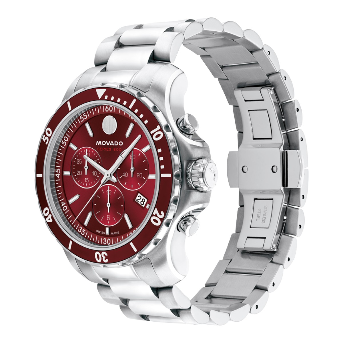 Movado Series 800 42mm Men's Watch, Red Dial