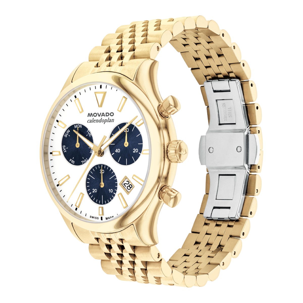 Movado Heritage Series Calendoplan 43mm Men's Watch, White Dial