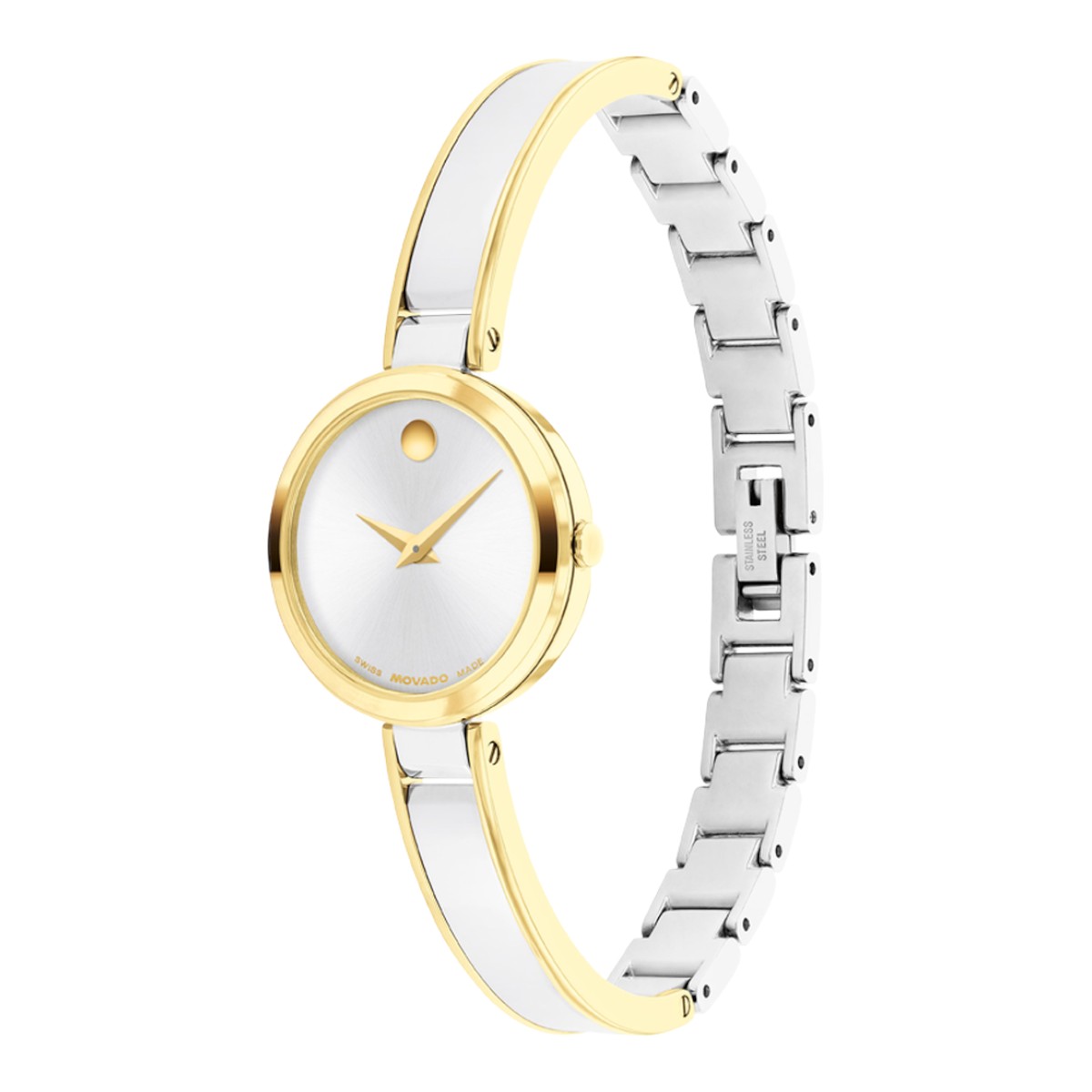 Movado Moda 24mm Women's Watch, Silver White Dial