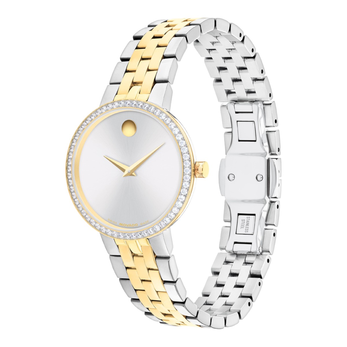 Movado Museum Classic 29.5mm Women's Watch, Silver White and Diamond Dial