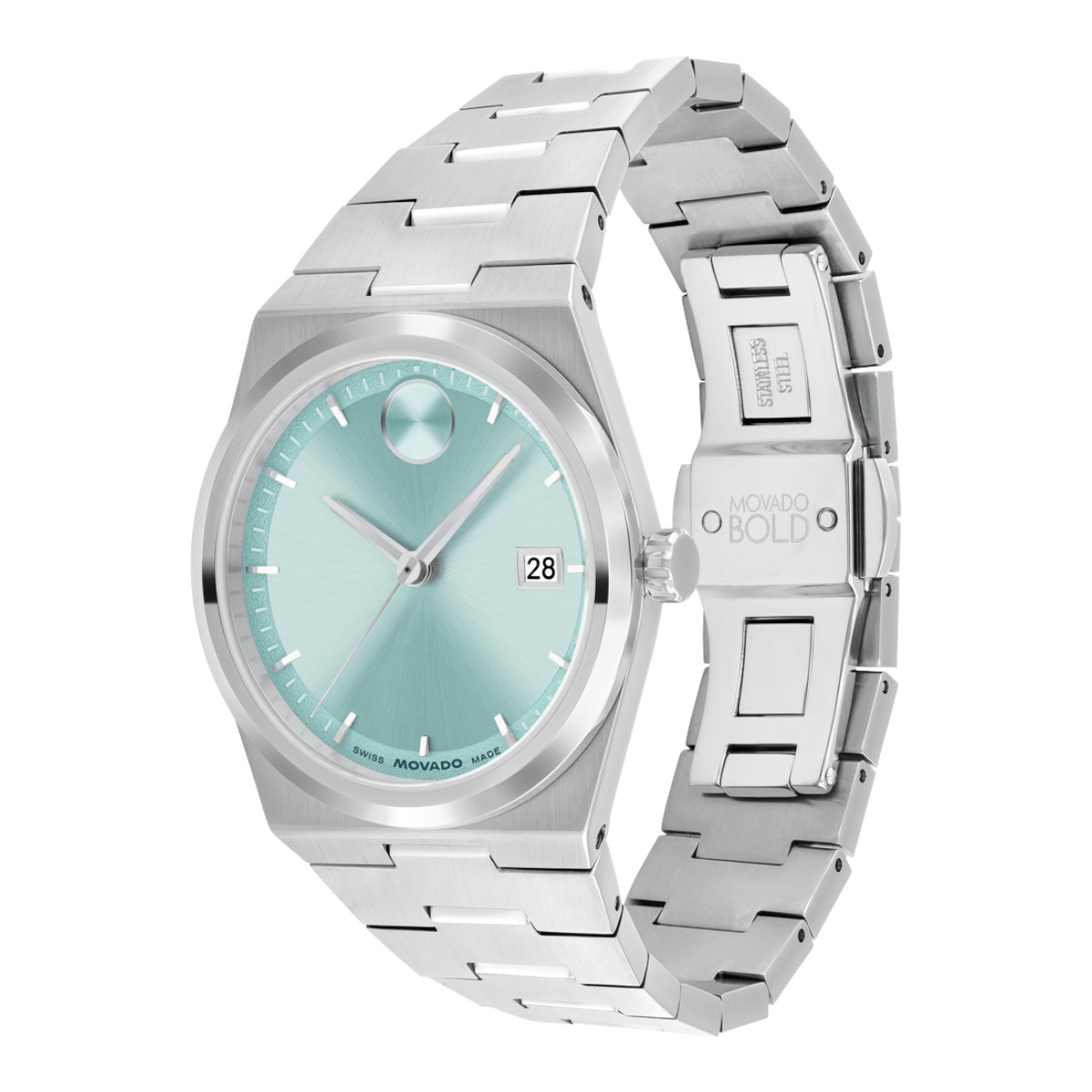 Movado BOLD Quest 35mm Women's Watch, Seafoam Blue Dial