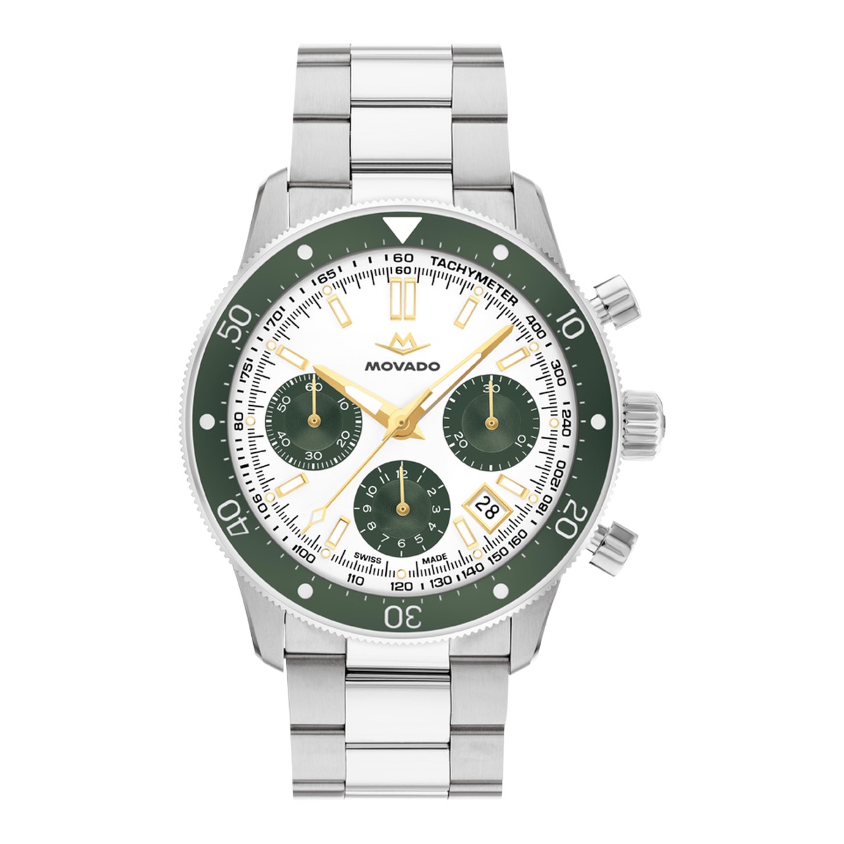 Movado Alta Super Sub Automatic 43mm Men's Watch, White and Green Dial