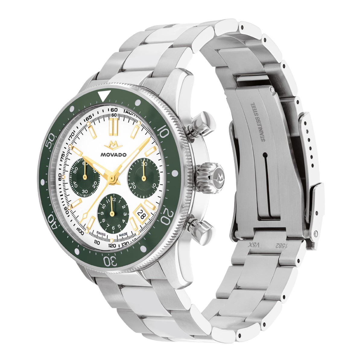Movado Alta Super Sub Automatic 43mm Men's Watch, White and Green Dial