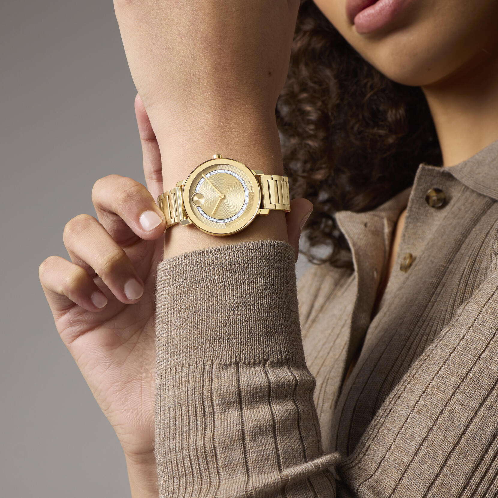 Movado Bold Evolution 2.0 34mm Women's Watch, Yellow Gold Plated Dial